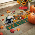 NCAA36-Miami Hurricanes Welcome Fall Football Doormat - Custom name