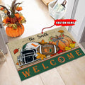 NCAA36-Miami Hurricanes Welcome Fall Football Doormat - Custom name