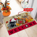 NCAA37-Wisconsin Badgers Welcome Fall Football Doormat - Custom name