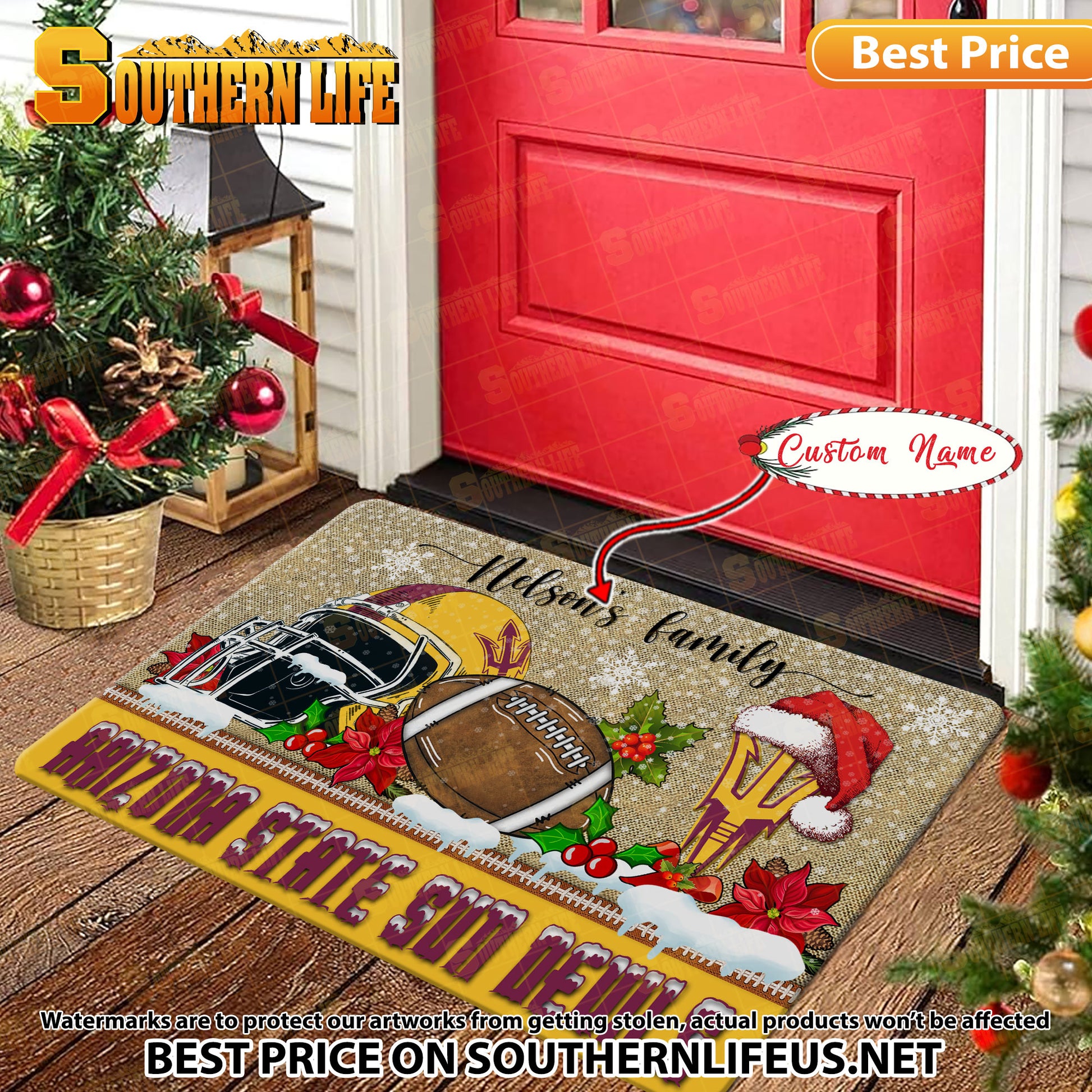 NCAA40-Arizona State Sun Devils Football X-Mas Doormat – Custom name