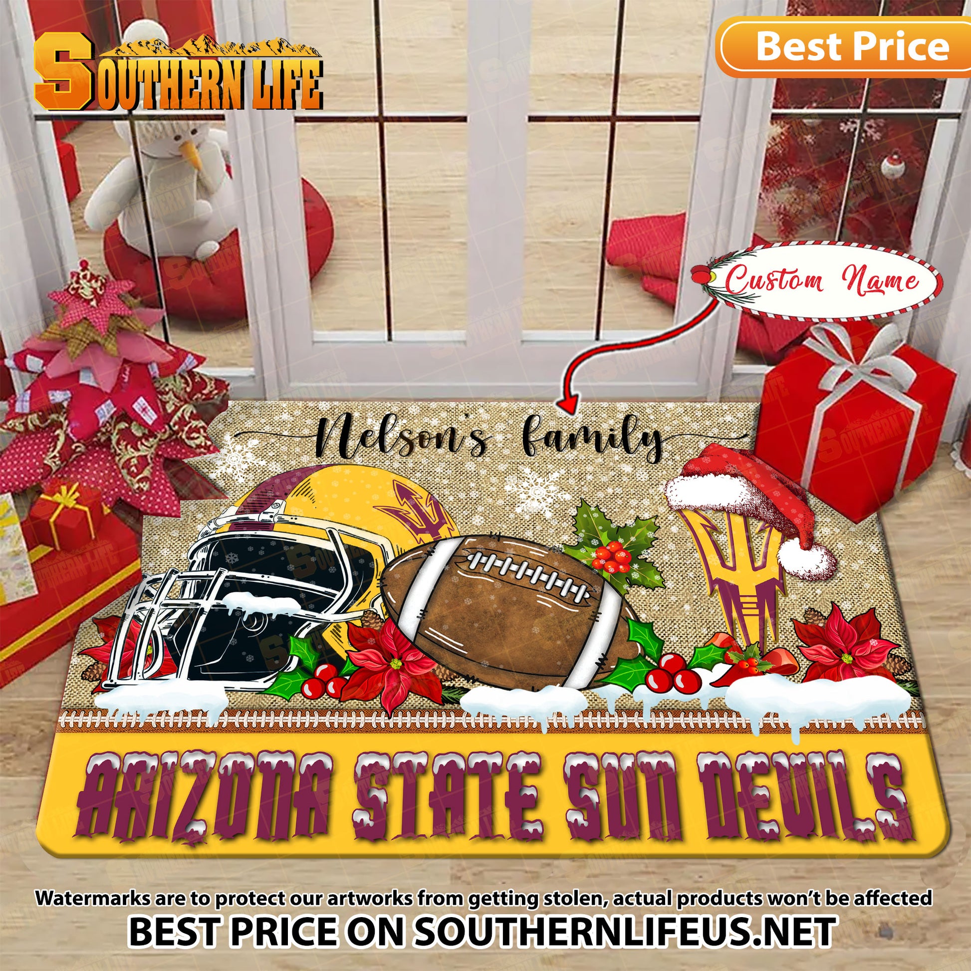 NCAA40-Arizona State Sun Devils Football X-Mas Doormat – Custom name