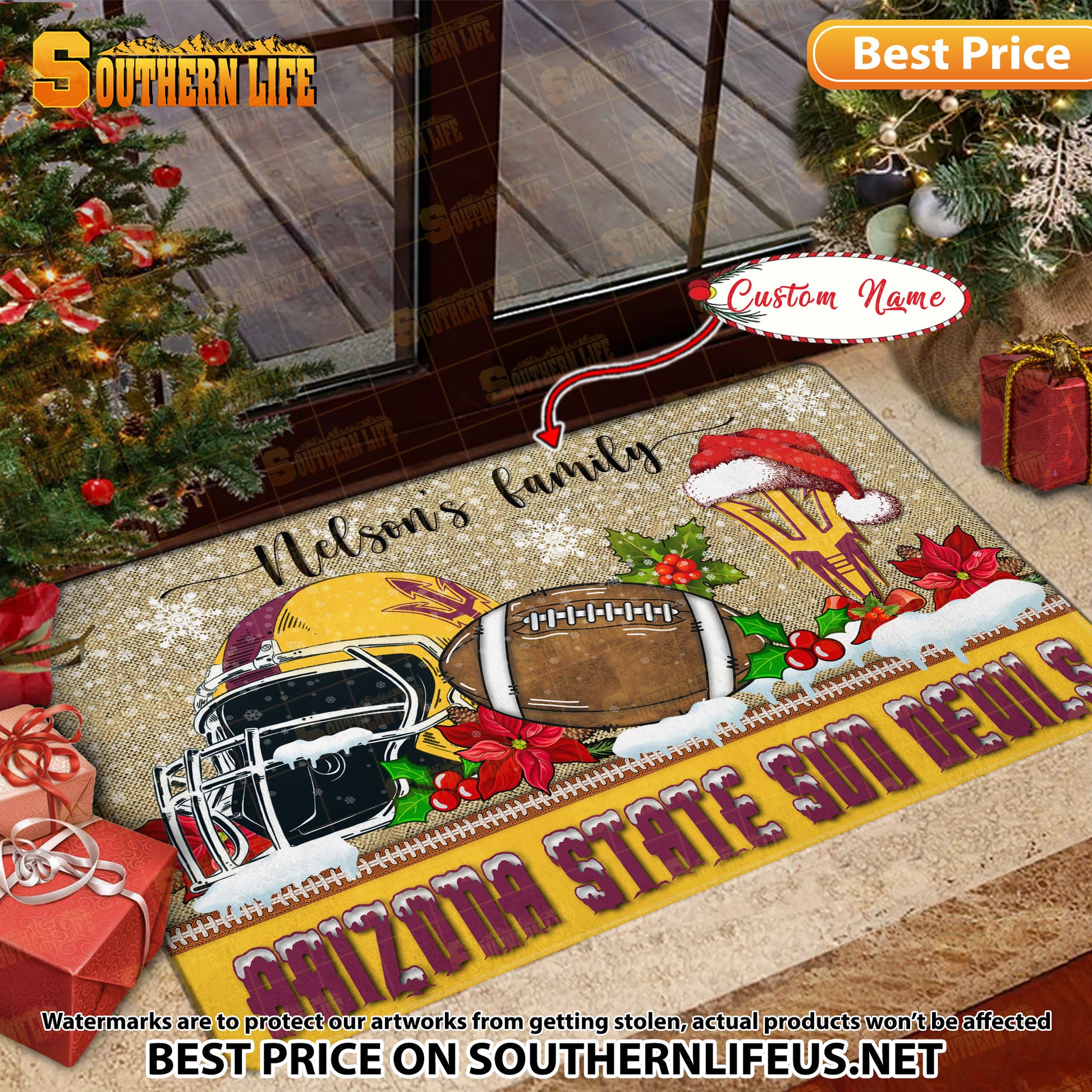 NCAA40-Arizona State Sun Devils Football X-Mas Doormat – Custom name