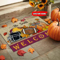 NCAA40-Arizona State Sun Devils Welcome Fall Football Doormat - Custom name