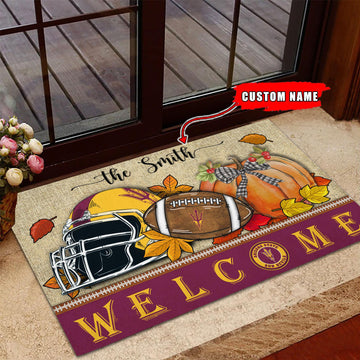 NCAA40-Arizona State Sun Devils Welcome Fall Football Doormat - Custom name