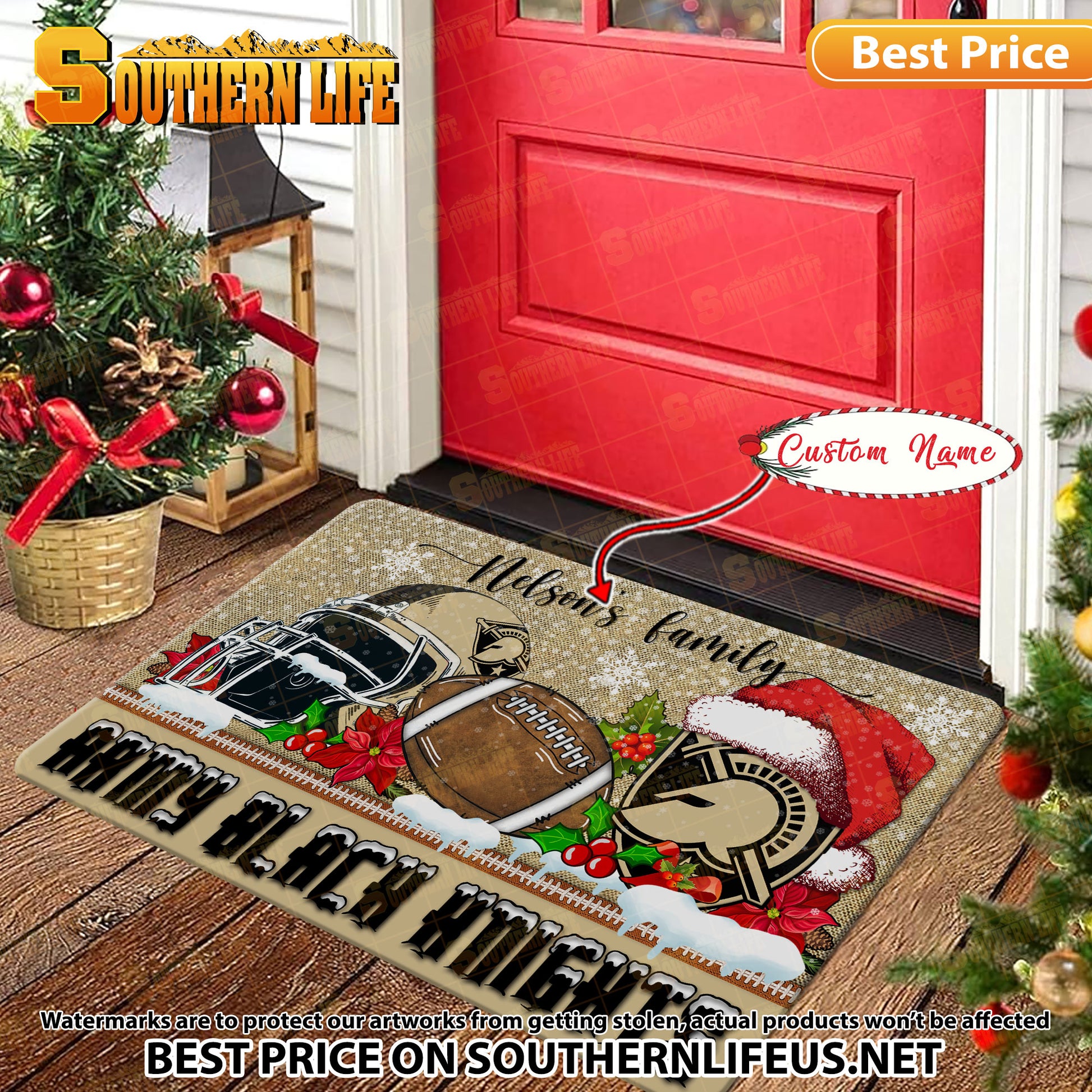 NCAA42-Army Black Knights Football X-Mas Doormat – Custom name