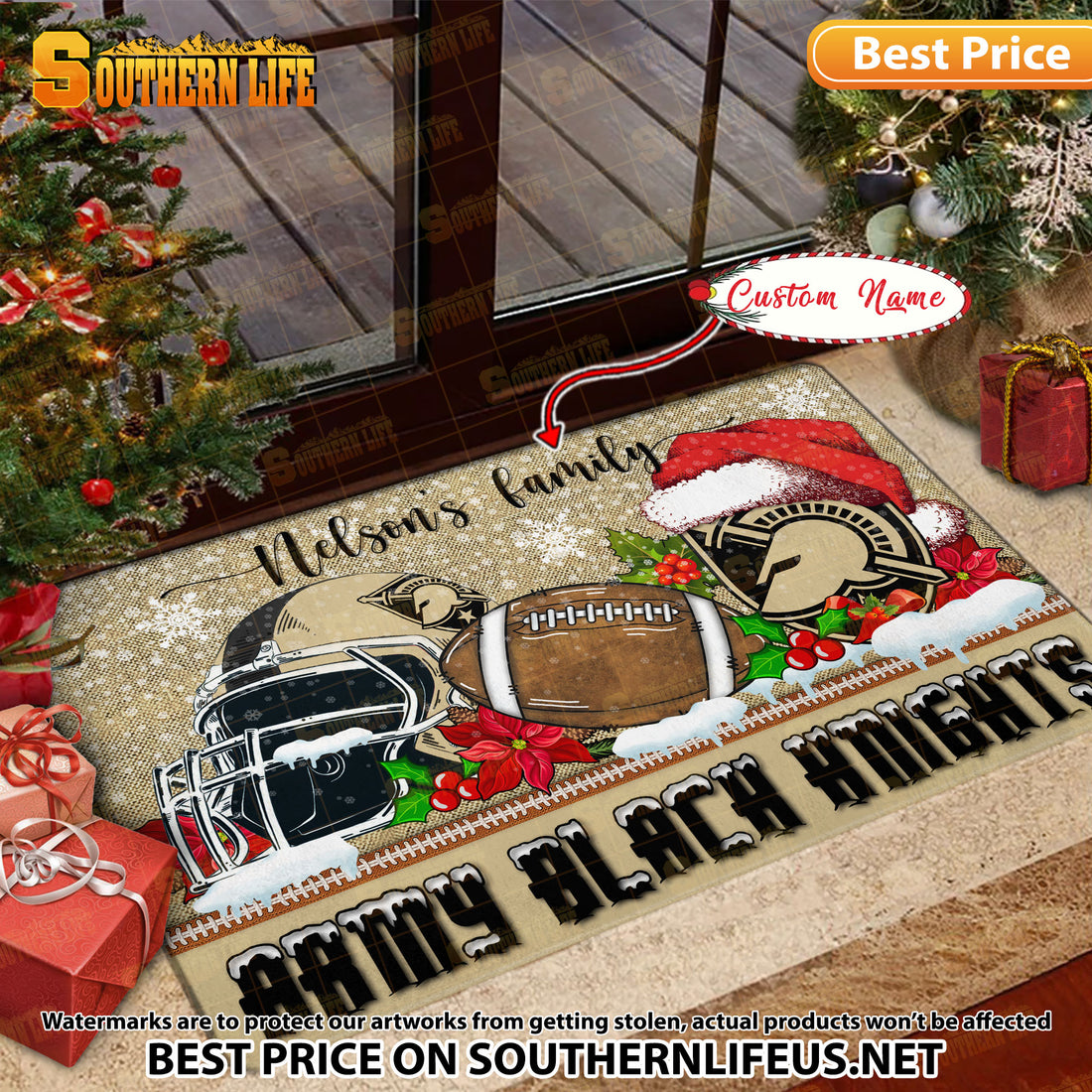 NCAA42-Army Black Knights Football X-Mas Doormat – Custom name