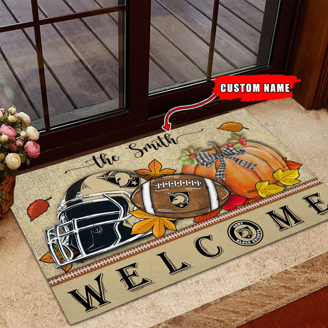 NCAA42-Army Black Knights Welcome Fall Football Doormat - Custom name