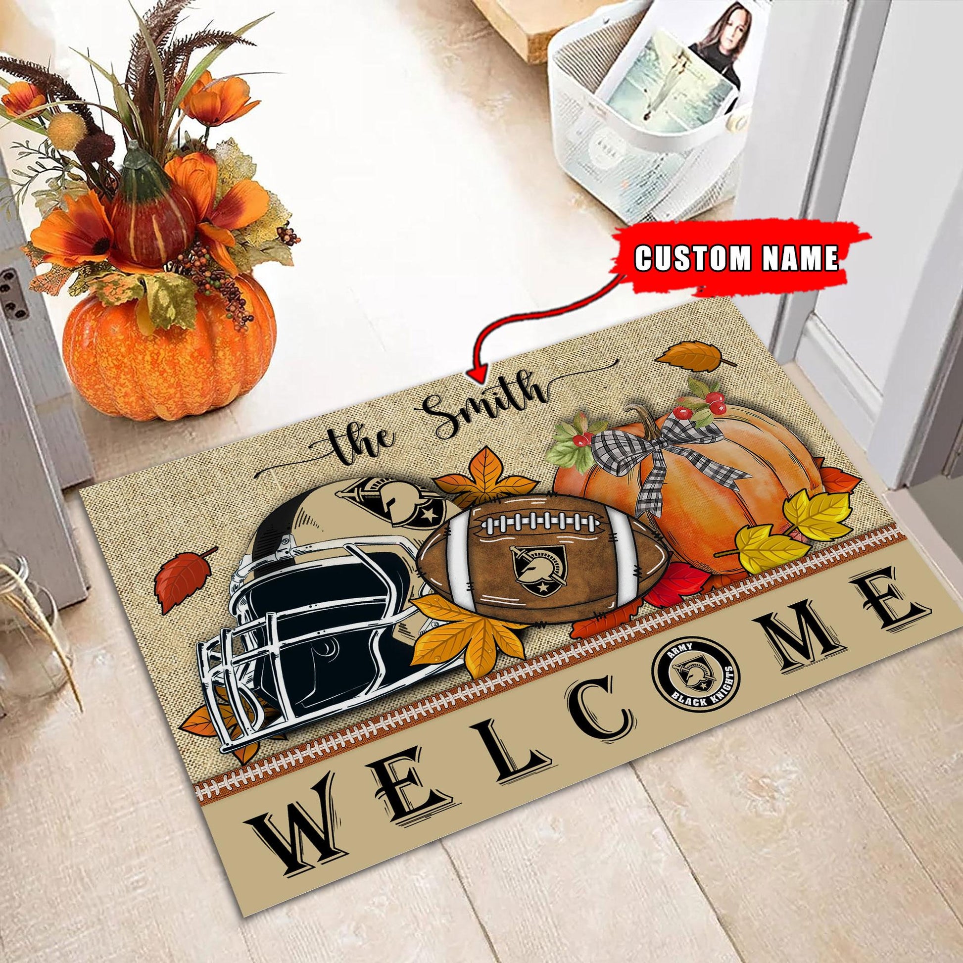NCAA42-Army Black Knights Welcome Fall Football Doormat - Custom name
