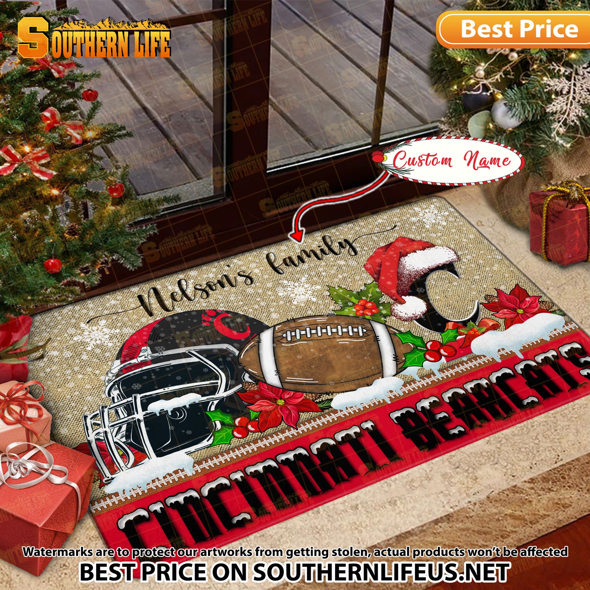 NCAA45-Cincinnati Bearcats Football X-Mas Doormat – Custom name