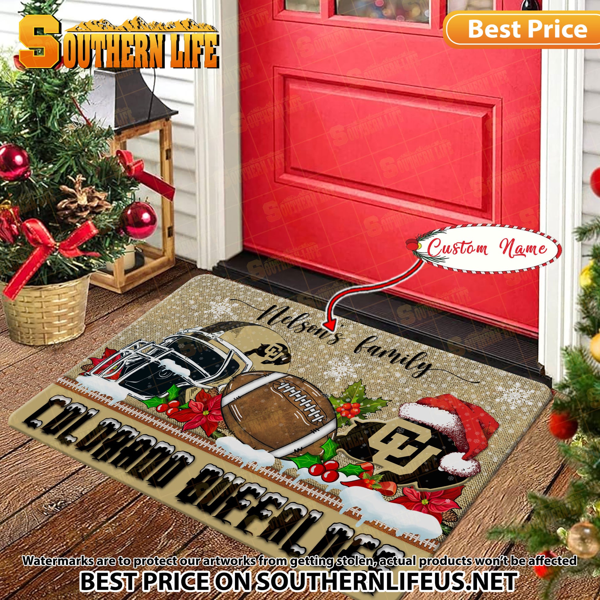 NCAA47-Colorado Buffaloes Football X-Mas Doormat – Custom name