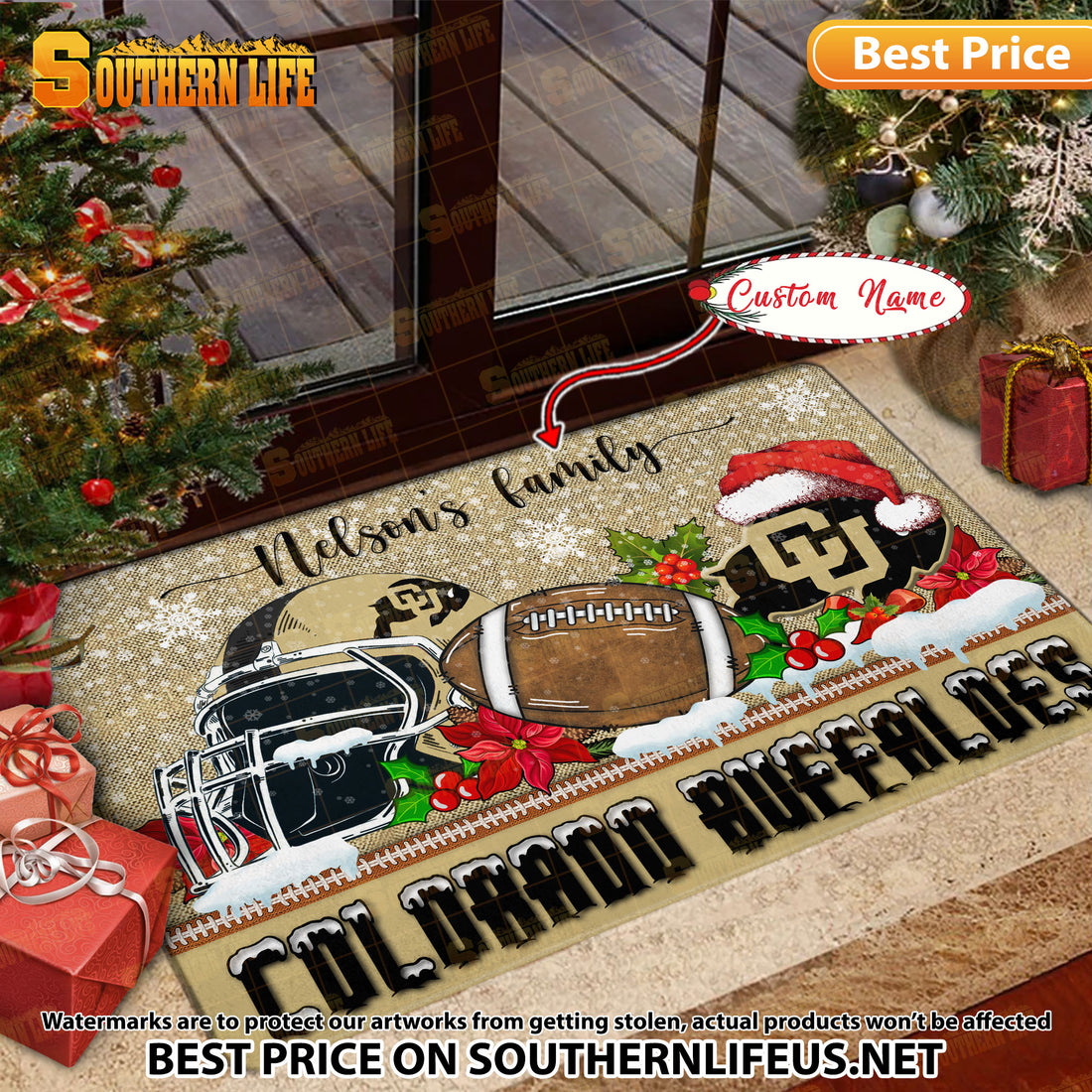 NCAA47-Colorado Buffaloes Football X-Mas Doormat – Custom name