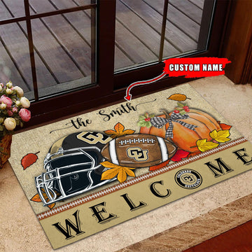 NCAA47-Colorado Buffaloes Welcome Fall Football Doormat - Custom name