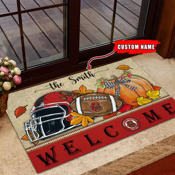 NCAA49-Cornell Big Red Welcome Fall Football Doormat - Custom name