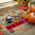 NCAA50-Davidson Wildcats Welcome Fall Football Doormat - Custom name