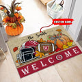 NCAA51-Harvard Crimson Welcome Fall Football Doormat - Custom name