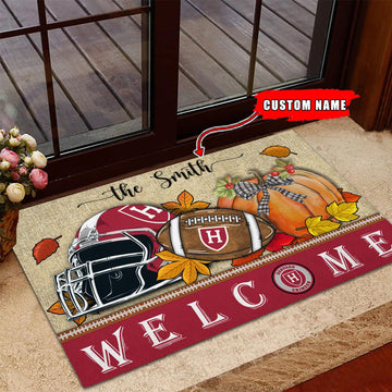NCAA51-Harvard Crimson Welcome Fall Football Doormat - Custom name