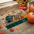 NCAA52-Hawaii Rainbow Warriors Welcome Fall Football Doormat - Custom name