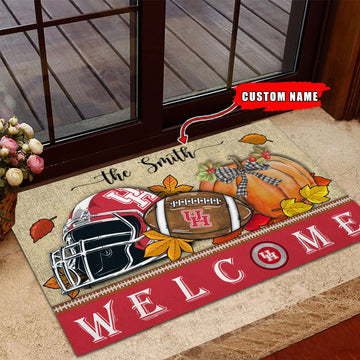 NCAA53-Houston Cougars Welcome Fall Football Doormat - Custom name