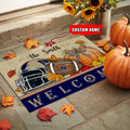 NCAA59-Navy Midshipmen Welcome Fall Football Doormat - Custom name