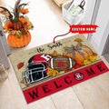 NCAA62-Rutgers Scarlet Knights Welcome Fall Football Doormat - Custom name