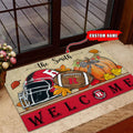 NCAA62-Rutgers Scarlet Knights Welcome Fall Football Doormat - Custom name