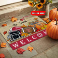 NCAA68-Temple Owls Welcome Fall Football Doormat - Custom name