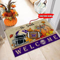 NCAA78-Washington Huskies Welcome Fall Football Doormat - Custom name
