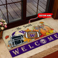 NCAA78-Washington Huskies Welcome Fall Football Doormat - Custom name