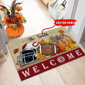 NCAA80-Colgate Raiders Welcome Fall Football Doormat - Custom name