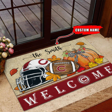 NCAA80-Colgate Raiders Welcome Fall Football Doormat - Custom name
