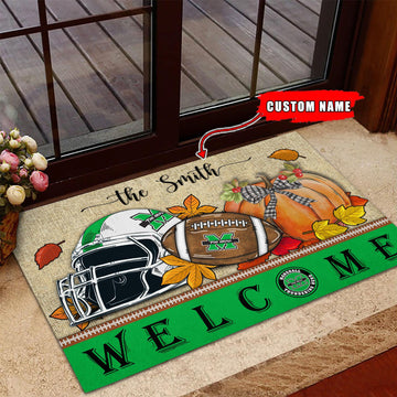 NCAA82-Marshall Thundering Herd Welcome Fall Football Doormat - Custom name