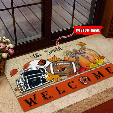NCAA84-Oregon State Beavers Welcome Fall Football Doormat - Custom name