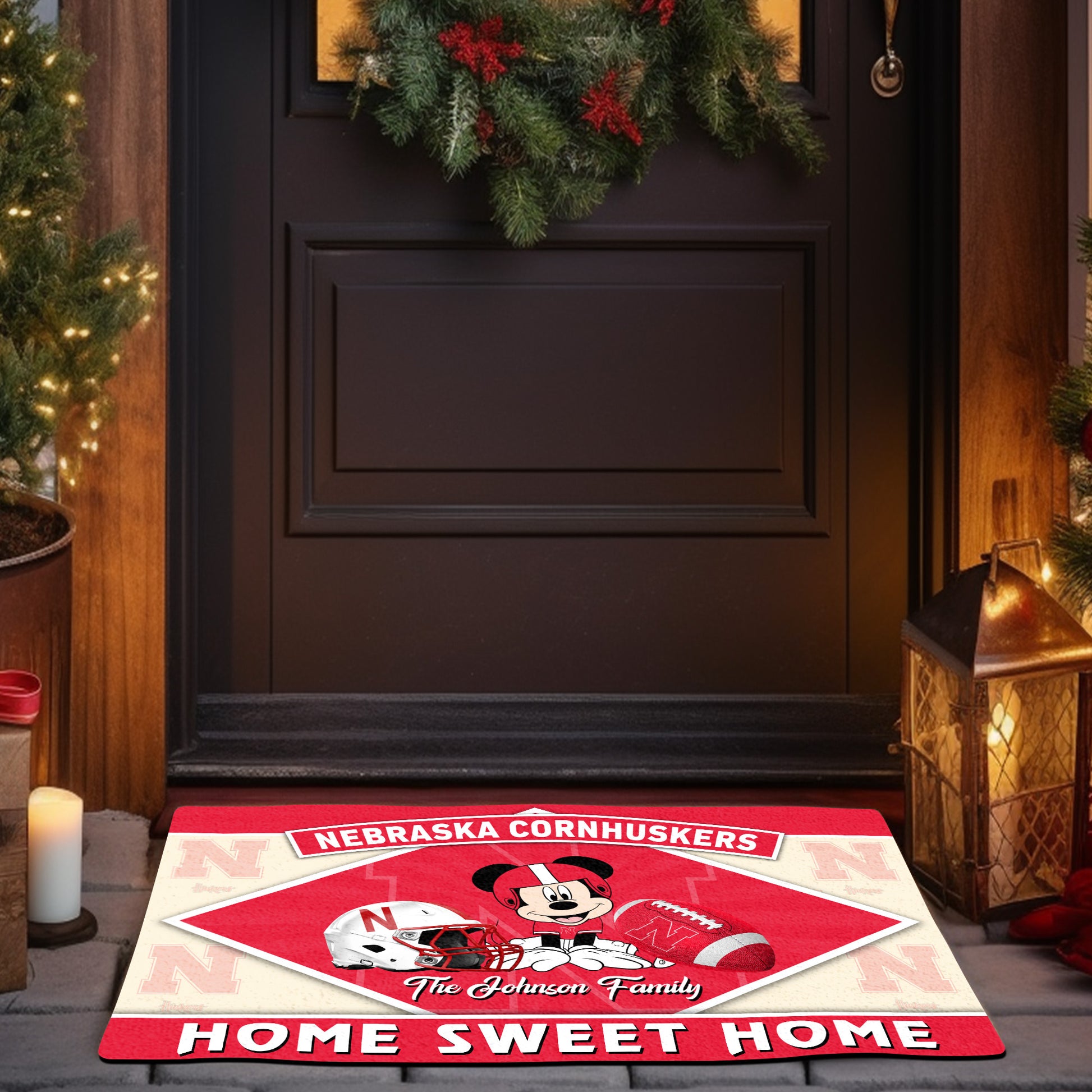 Nebraska Cornhuskers Doormat Custom Your Family Name, Sport Team And MK Doormat, FootBall Fan Gifts EHIVM-52722