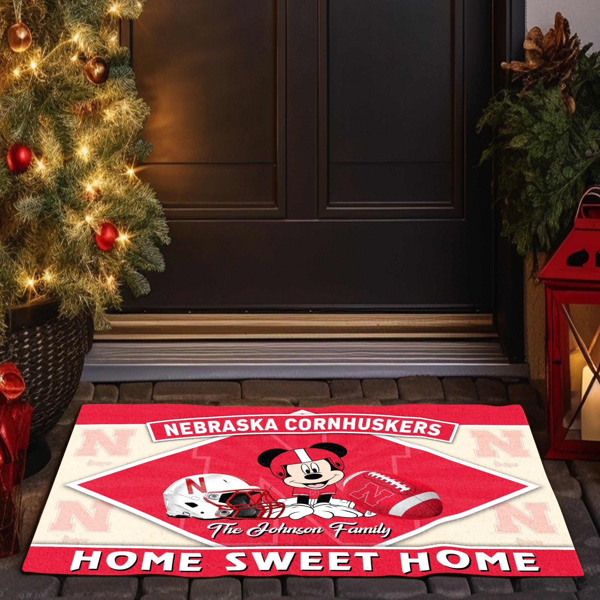 Nebraska Cornhuskers Doormat Custom Your Family Name, Sport Team And MK Doormat, FootBall Fan Gifts EHIVM-52722