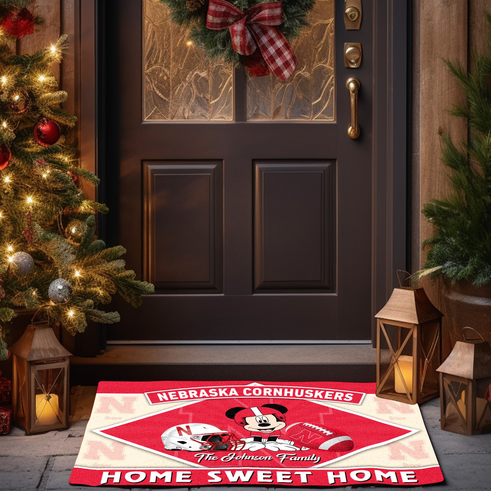 Nebraska Cornhuskers Doormat Custom Your Family Name, Sport Team And MK Doormat, FootBall Fan Gifts EHIVM-52722