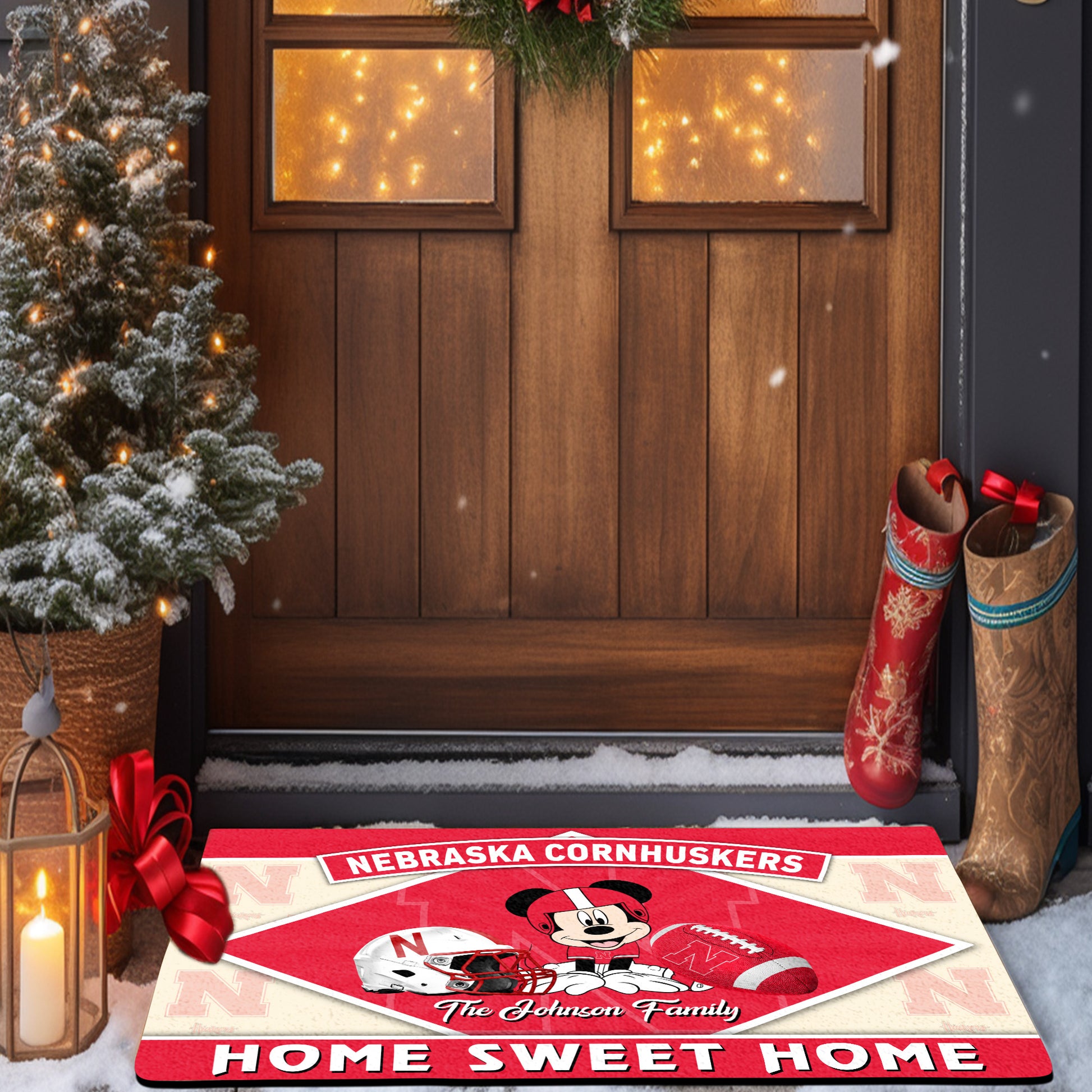 Nebraska Cornhuskers Doormat Custom Your Family Name, Sport Team And MK Doormat, FootBall Fan Gifts EHIVM-52722