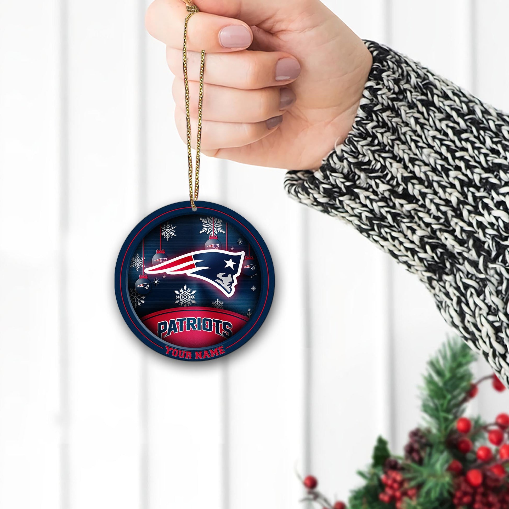 New England Patriots Circle Aluminium Custom Ornament 2 Side Trending New Arrivals H52912 ETUG311023