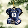 New York Giants 2 Layered Piece Wooden Ornament Custom Name And Number, Sport Team Ornament, Sport Gifts ETRG-52175