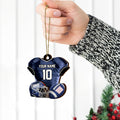 New York Giants 2 Layered Piece Wooden Ornament Custom Name And Number, Sport Team Ornament, Sport Gifts ETRG-52175