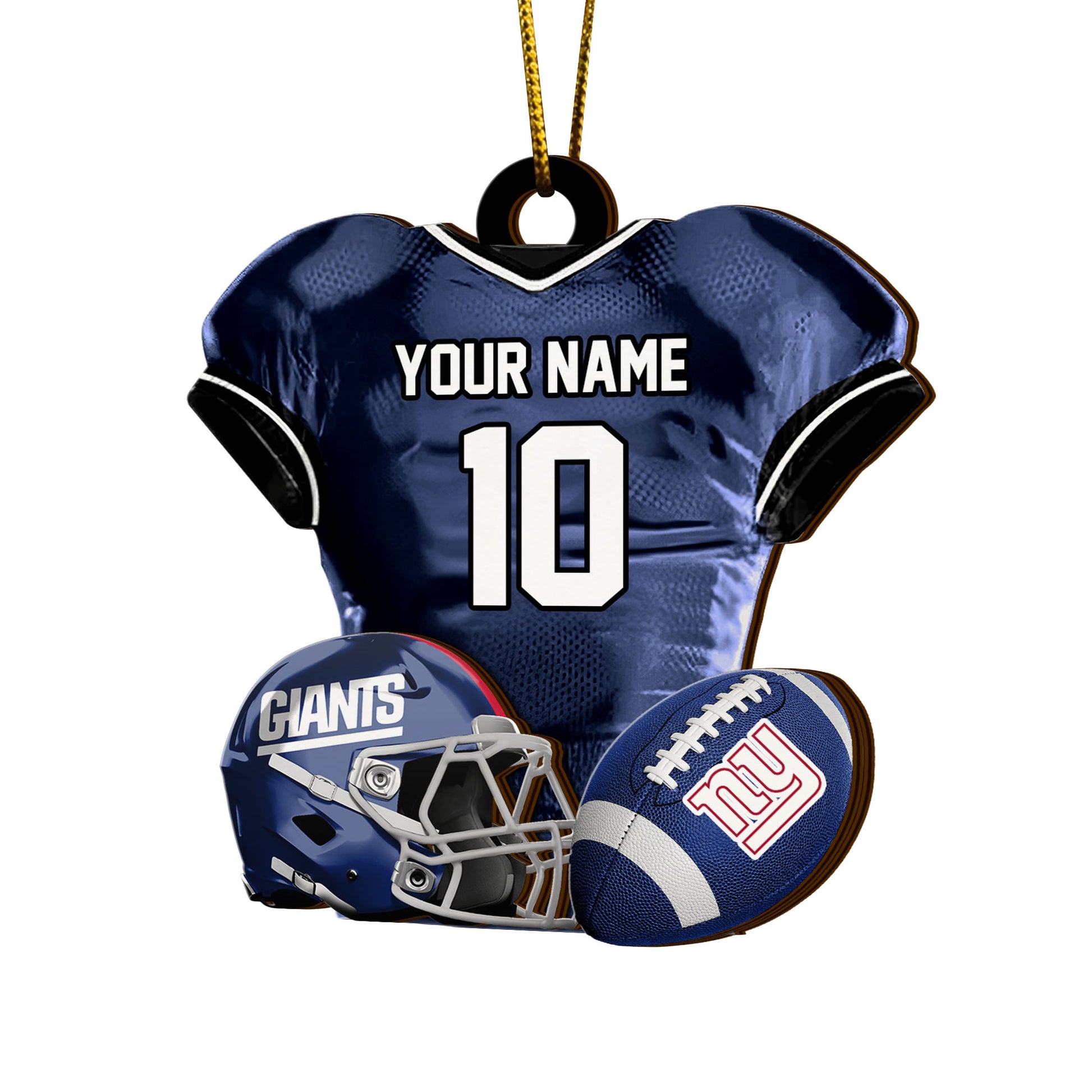 New York Giants 2 Layered Piece Wooden Ornament Custom Name And Number, Sport Team Ornament, Sport Gifts ETRG-52175