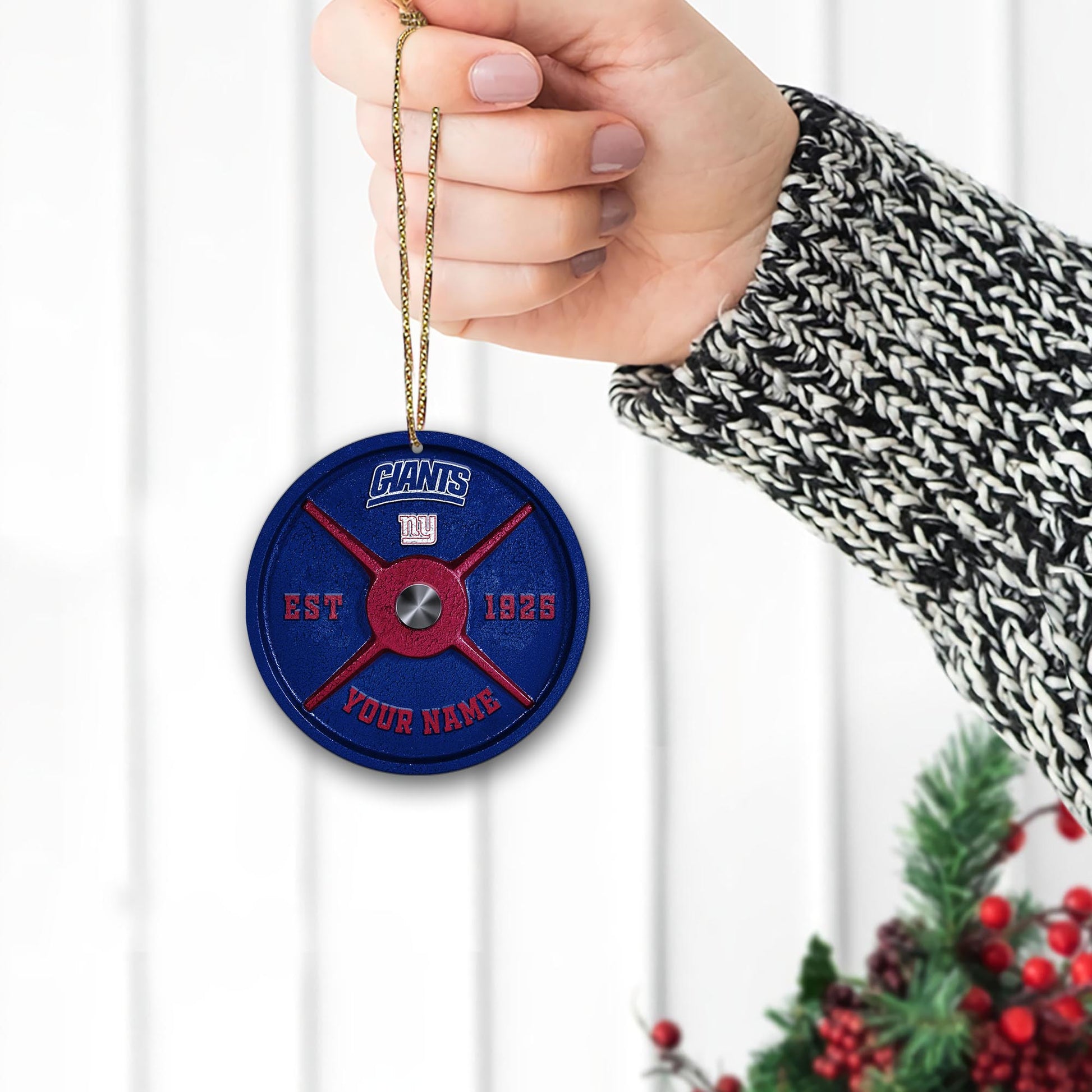 New York Giants Fitness Circle Aluminium Custom Ornament 2 Side Trending New Arrivals H52884 ETUG311023