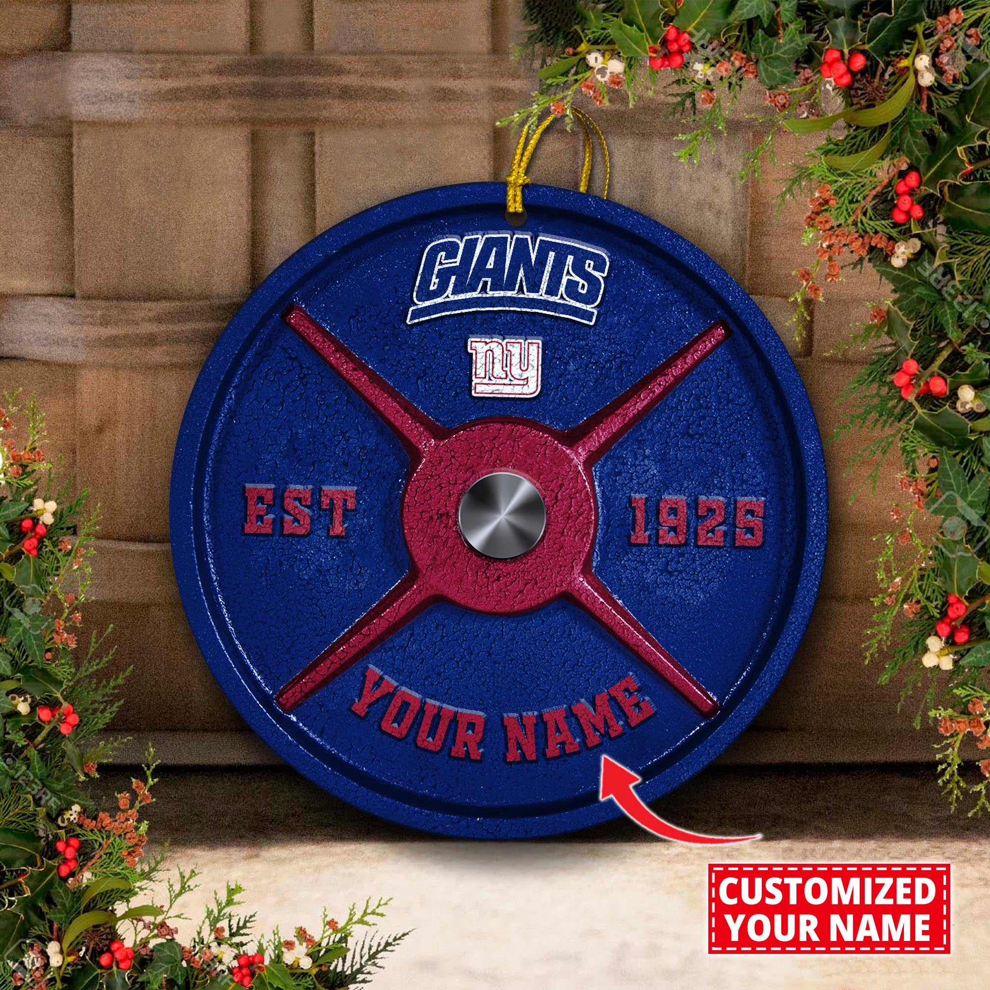 New York Giants Fitness Circle Aluminium Custom Ornament 2 Side Trending New Arrivals H52884 ETUG311023