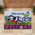 New York Giants Football Team Doormat Personalized Your Family Name, Sport And Grinch Doormat, Football Lovers Gifts, Home Decorations ETHY-53152