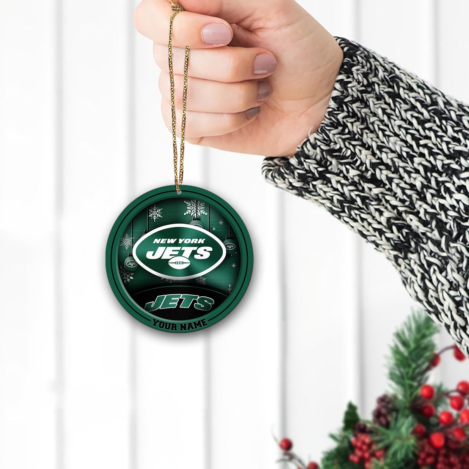 New York Jets Circle Aluminium Custom Ornament 2 Side Trending New Arrivals H52912 ETUG311023