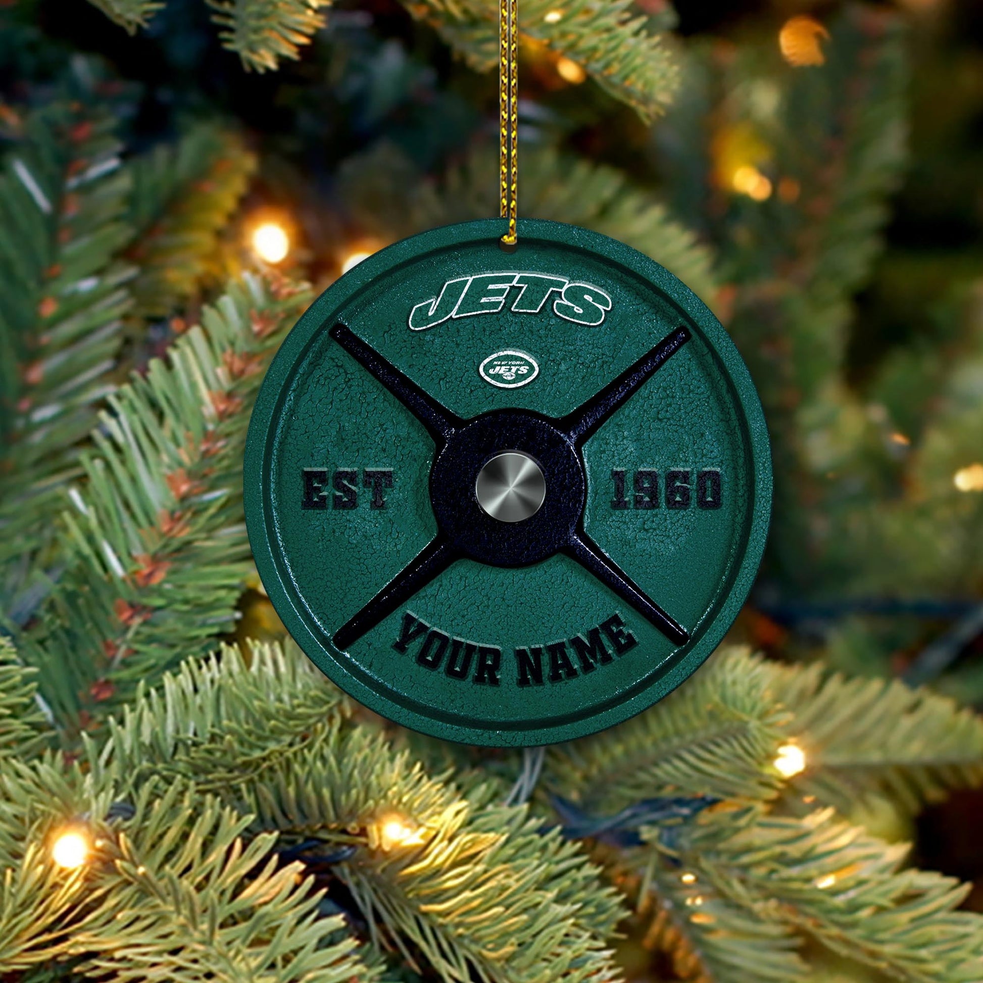 New York Jets Fitness Circle Aluminium Custom Ornament 2 Side Trending New Arrivals H52884 ETUG311023