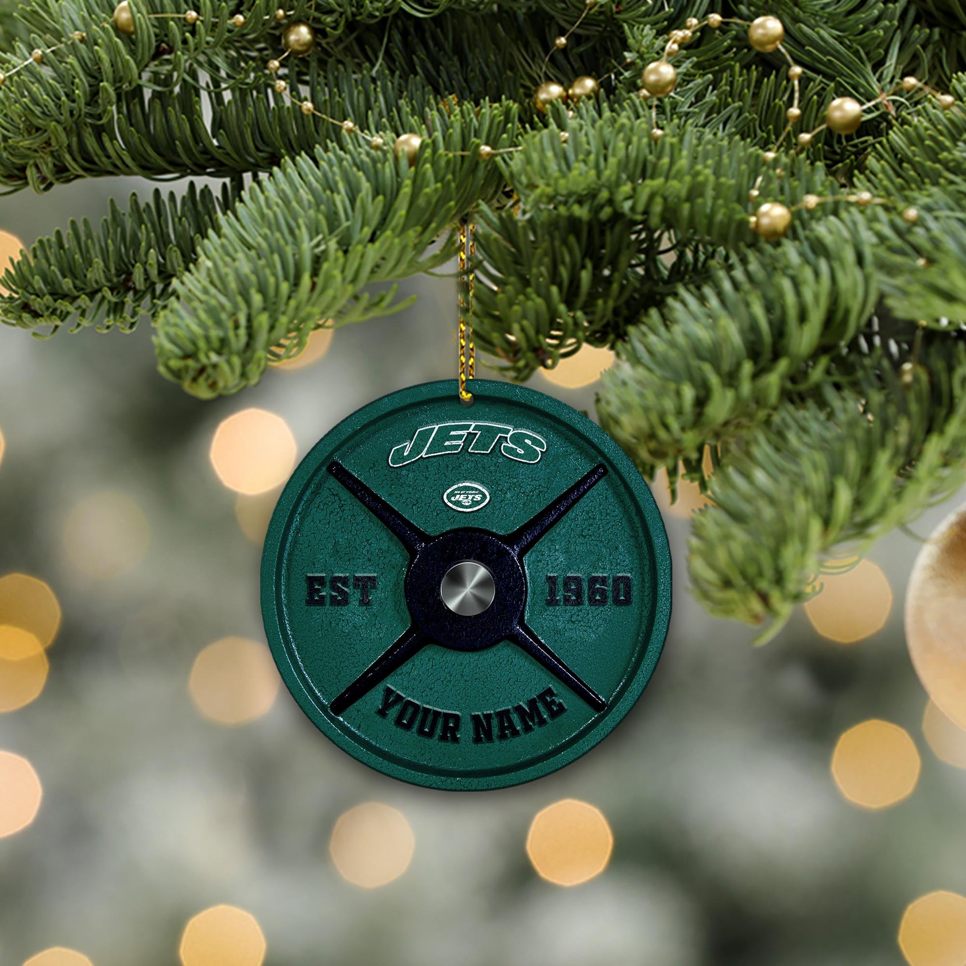 New York Jets Fitness Circle Aluminium Custom Ornament 2 Side Trending New Arrivals H52884 ETUG311023