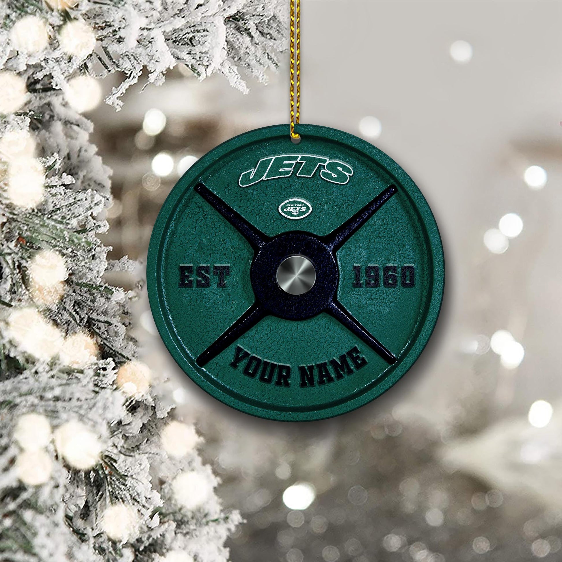 New York Jets Fitness Circle Aluminium Custom Ornament 2 Side Trending New Arrivals H52884 ETUG311023