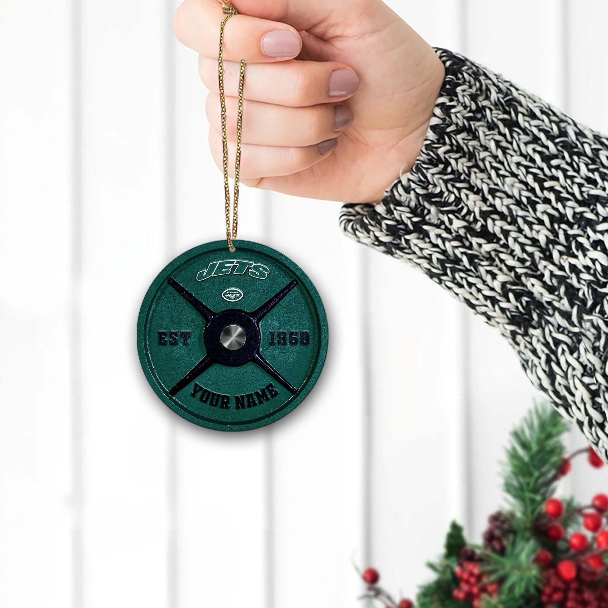 New York Jets Fitness Circle Aluminium Custom Ornament 2 Side Trending New Arrivals H52884 ETUG311023