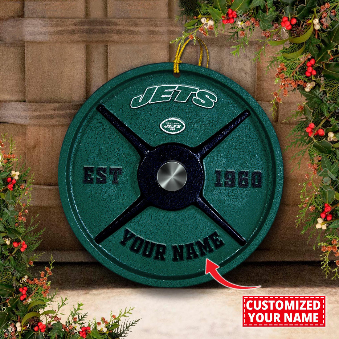 New York Jets Fitness Circle Aluminium Custom Ornament 2 Side Trending New Arrivals H52884 ETUG311023