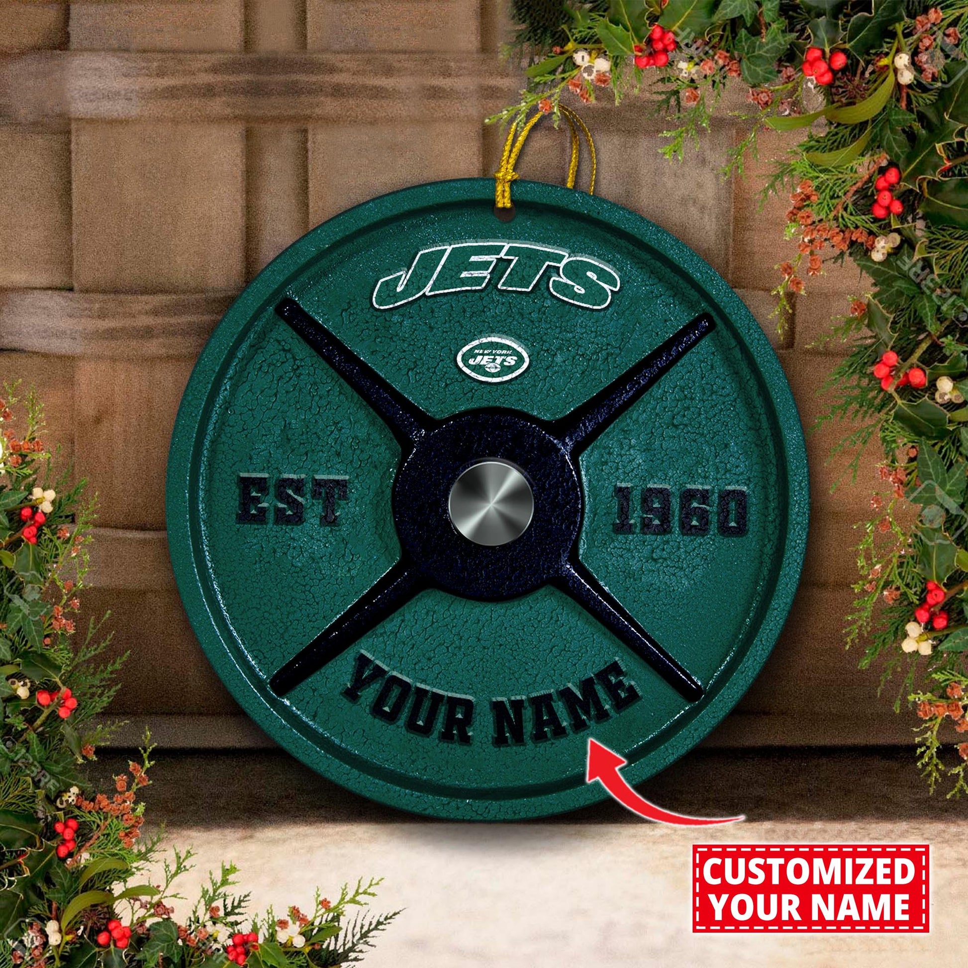 New York Jets Fitness Circle Aluminium Custom Ornament 2 Side Trending New Arrivals H52884 ETUG311023